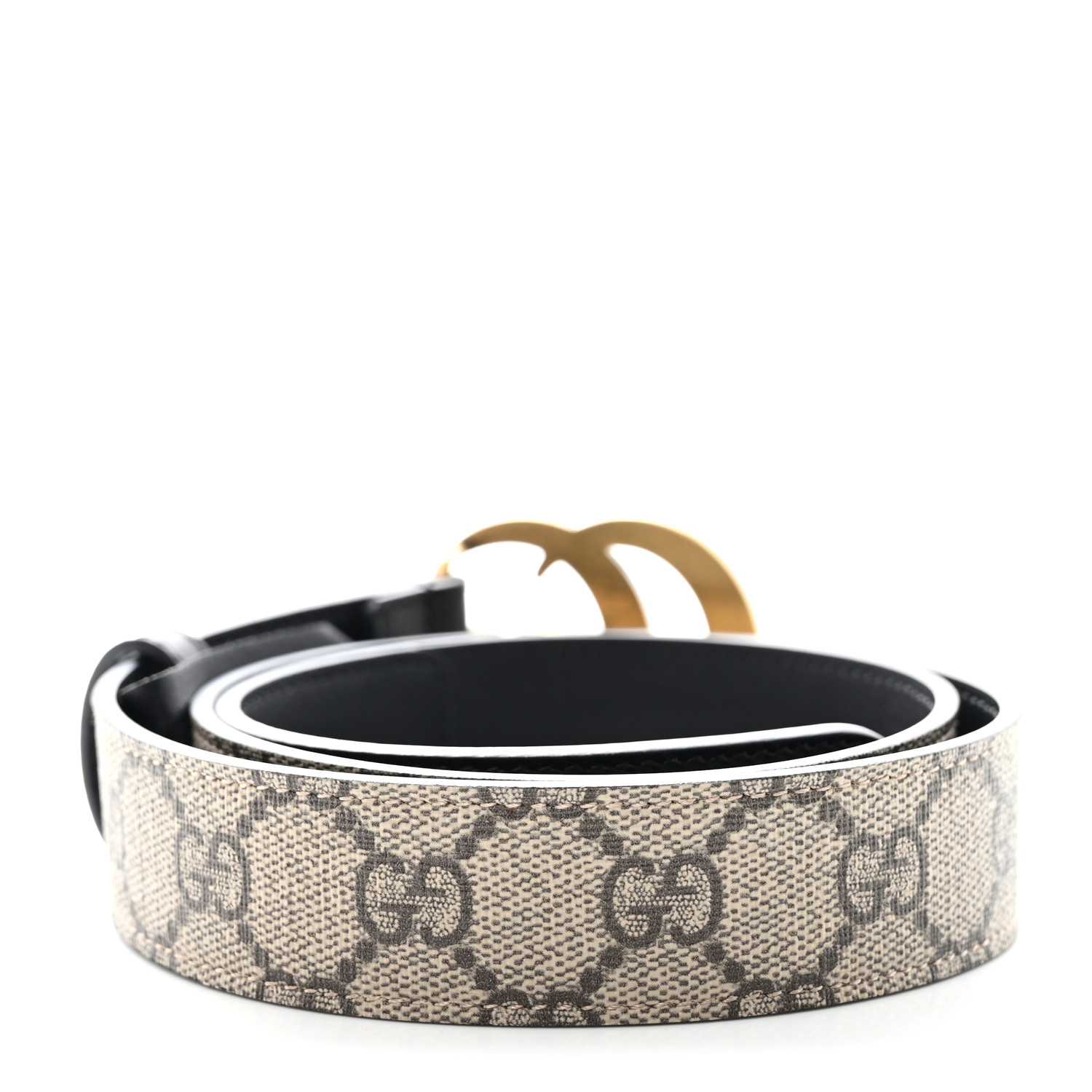 GG Supreme Monogram Matte Plutone Calfskin Double G Belt Beige Ebony Black