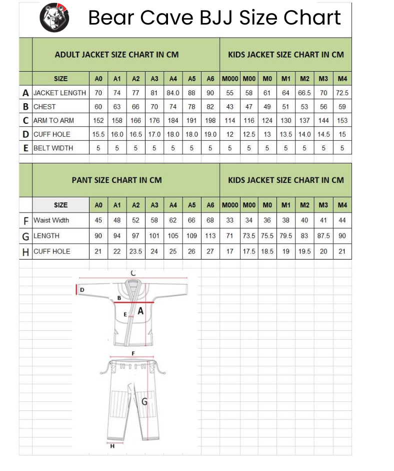 Bear Cave BJJ Gi - (A0 - A5)