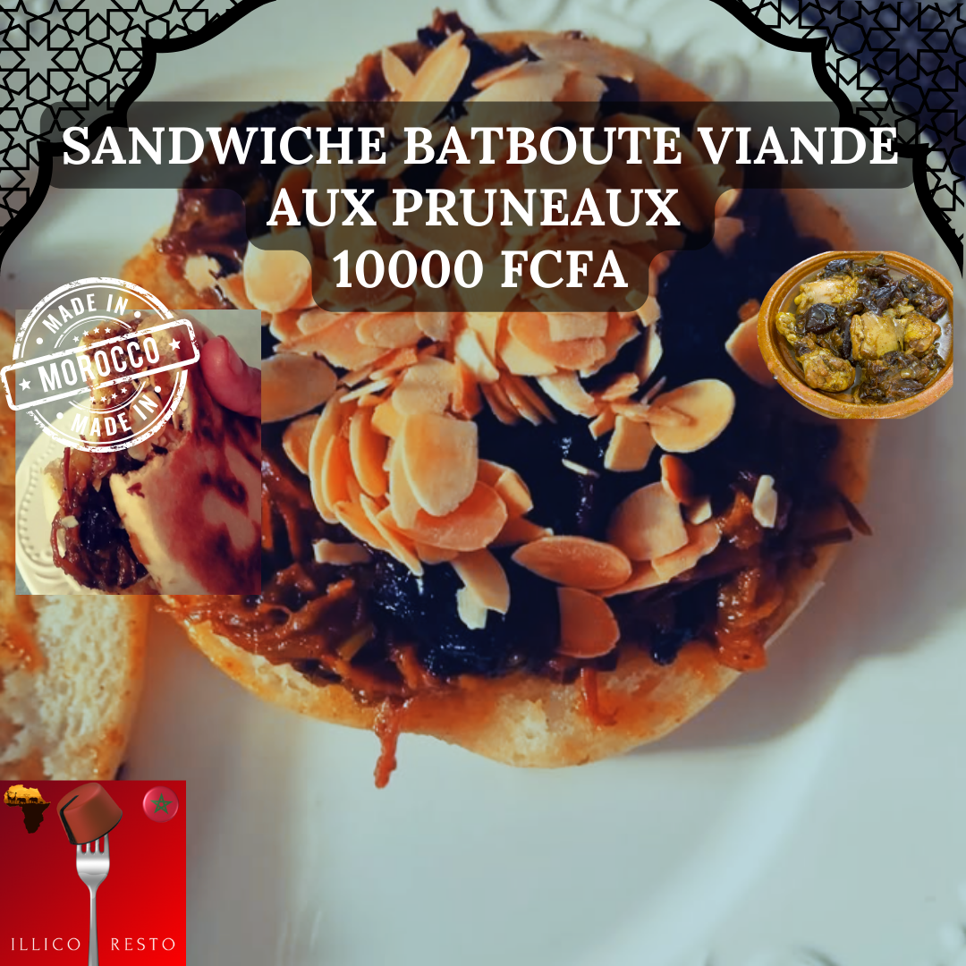 Sandwiche Batboute Viande aux Pruneaux