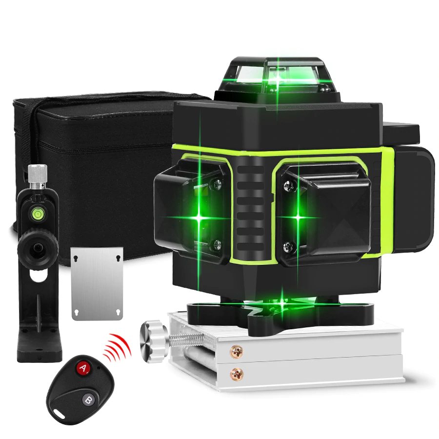 Instrumento nivelación laser, 4 D. 16 lineas, rayo laser verde