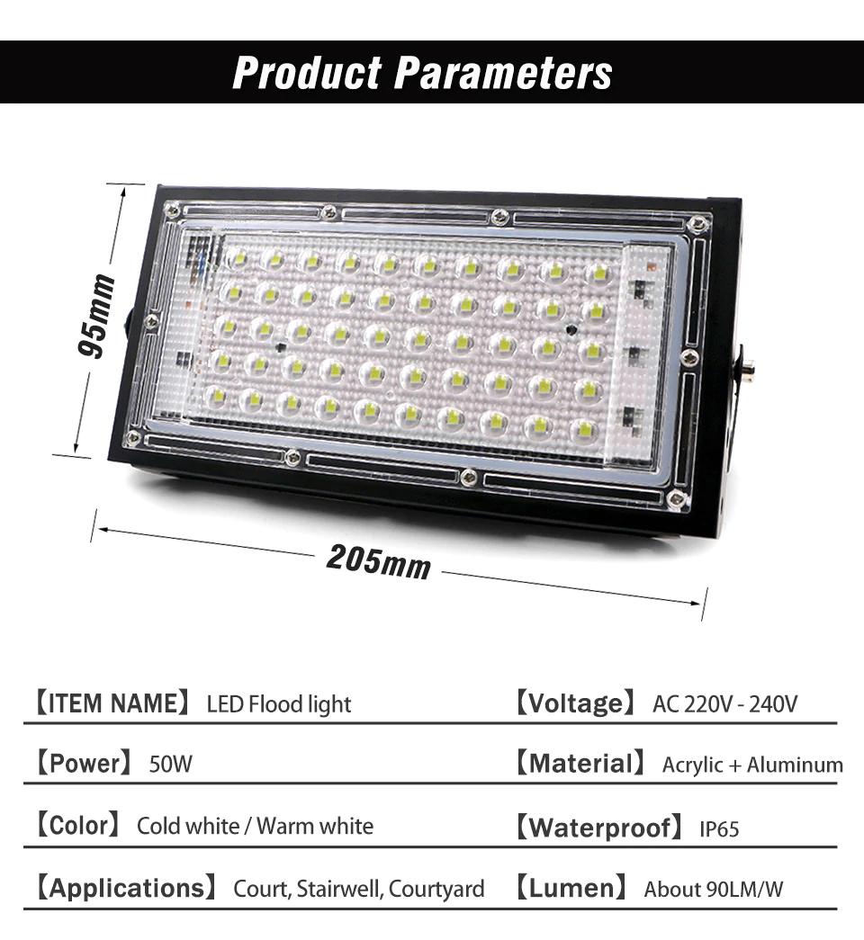 Focos LED interiores y exteriores,  4.500 lumenes, 6.500 grados Kelvin