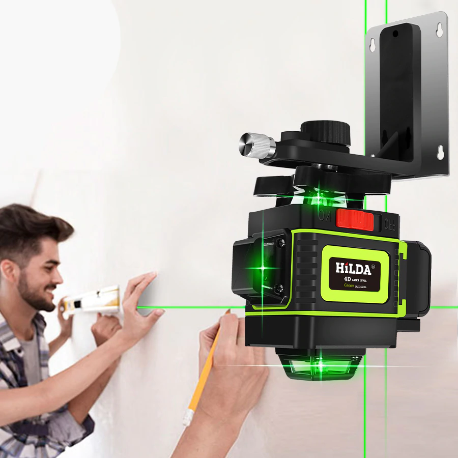 Instrumento nivelación laser, 4 D. 16 lineas, rayo laser verde
