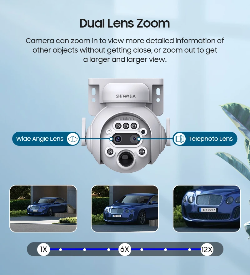 Camara seguridad solar, alta resolución, doble optica, zoom 12X