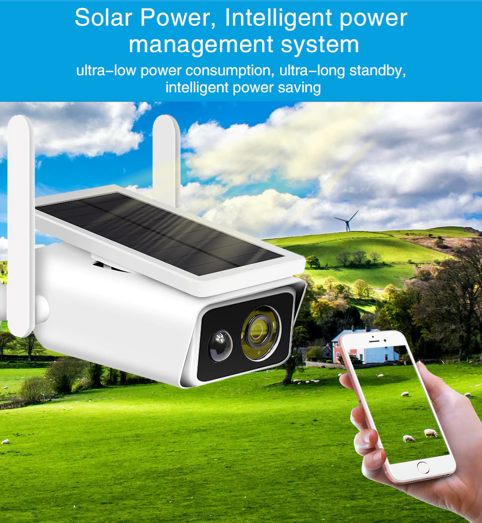 Camara seguridad solar Wi-Fi, alta resolución, totalmente autonoma, zoom 4x
