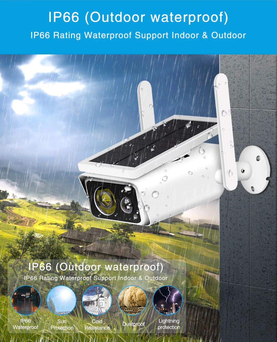Camara seguridad solar Wi-Fi, alta resolución, totalmente autonoma, zoom 4x