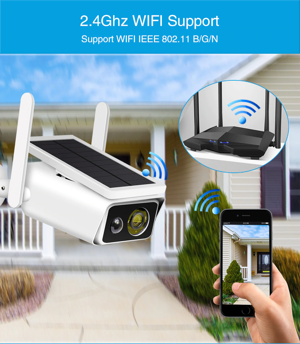 Camara seguridad solar Wi-Fi, alta resolución, totalmente autonoma, zoom 4x