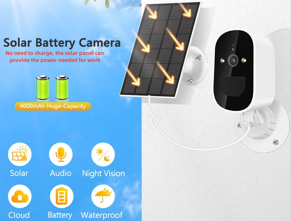 Cámara solar de vigilancia Wi-Fi exterior y interior IP66
