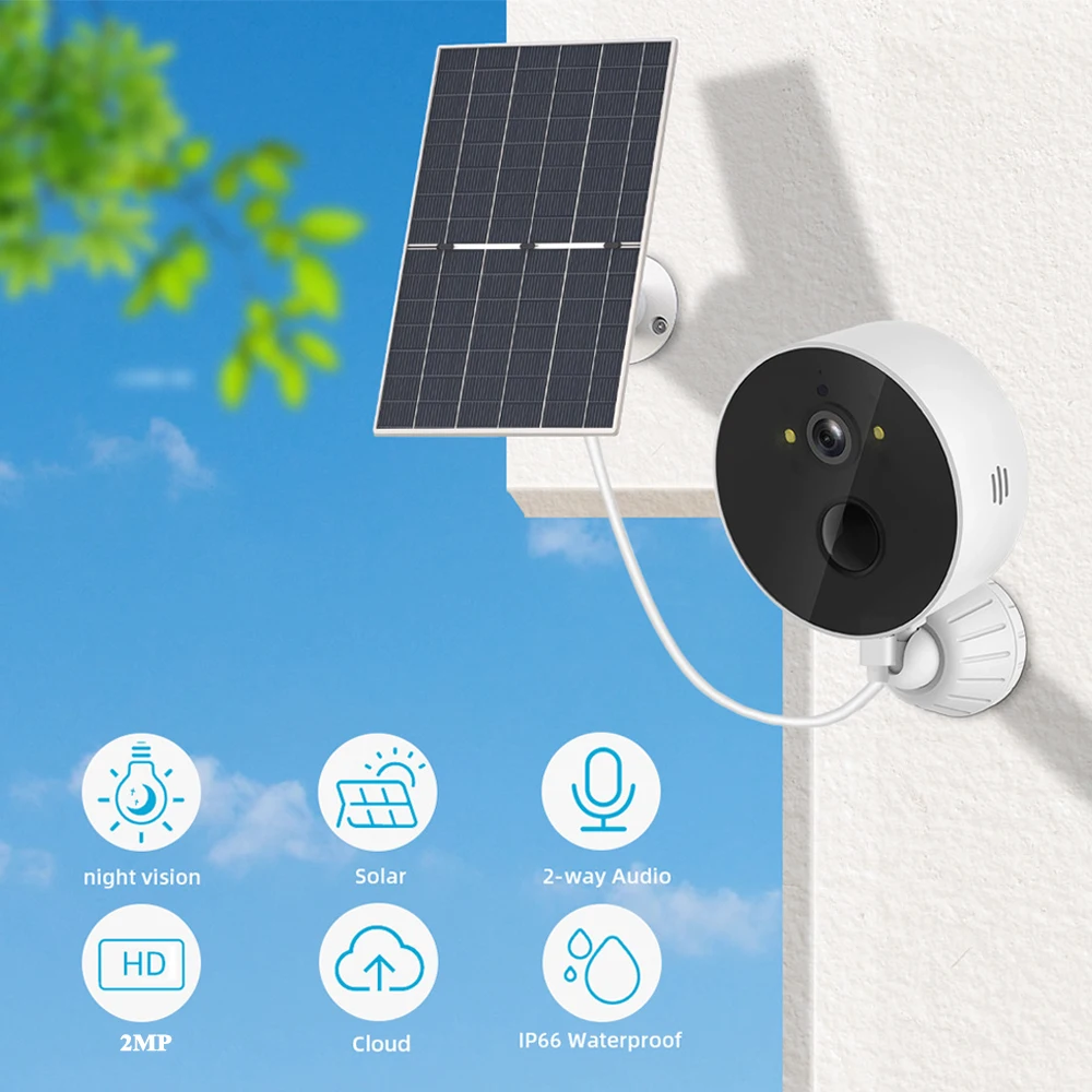 Cámara solar de vigilancia Wi-Fi exterior y interior IP66