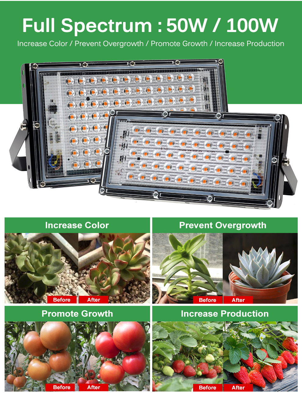 Focos Grow Light ( crecimiento plantas ) LED interiores y exteriores