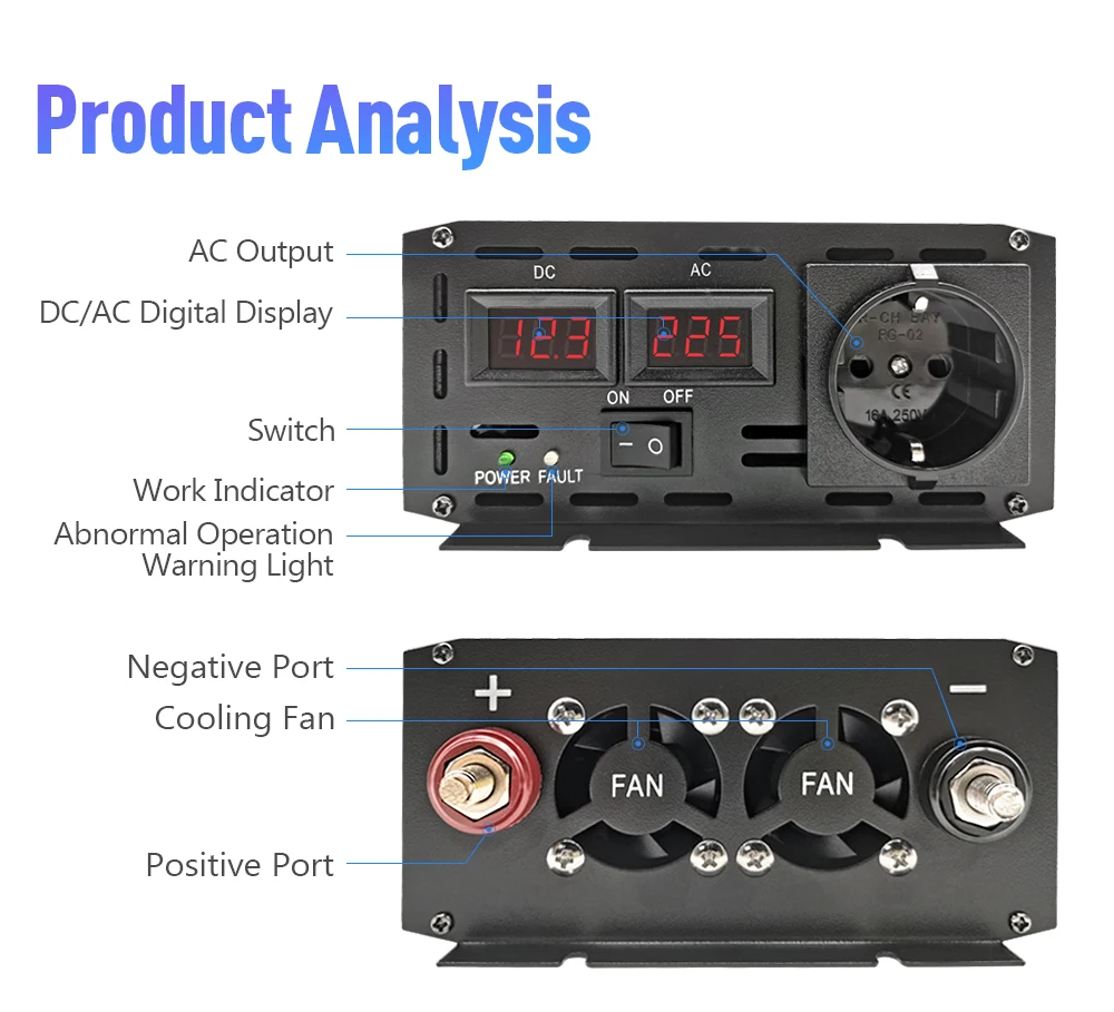 Inversores: 1.000 - 1.600 -  2.000 - 3.000 - 4.000 w. onda sinusoidal pura