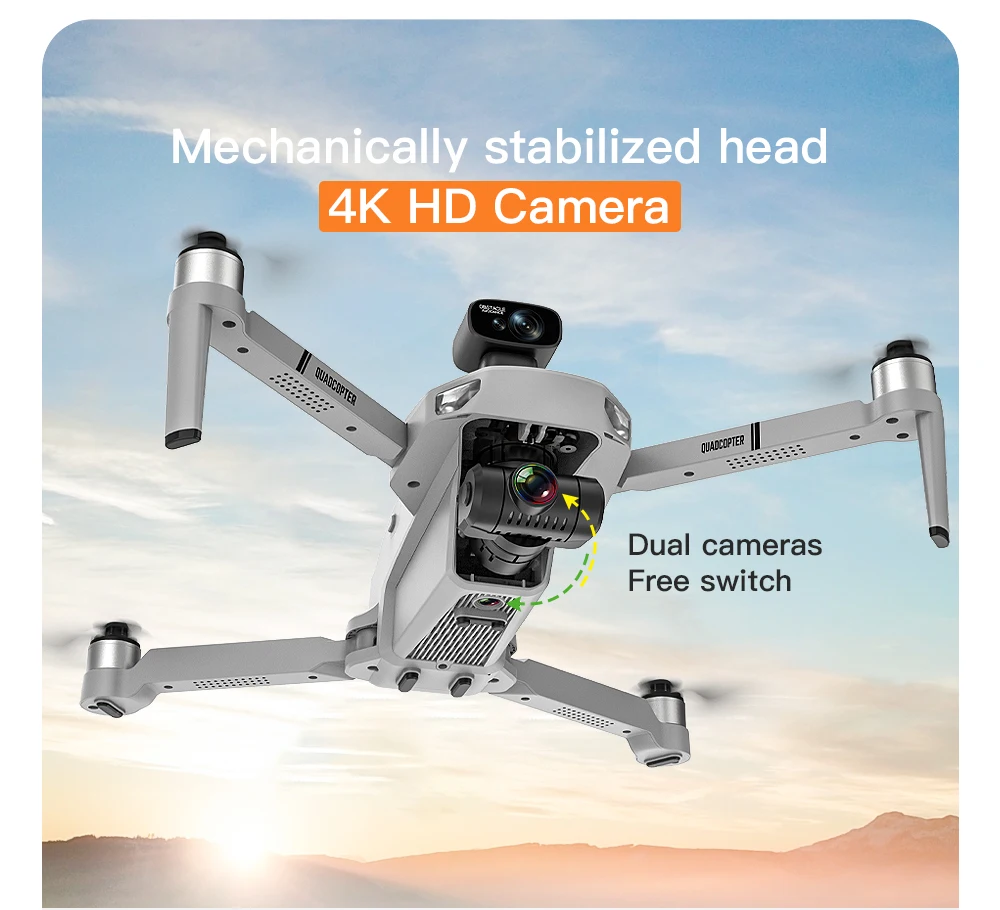 Drone 2 cámaras, GIMBAL, GPS, maletín transporte, recambios