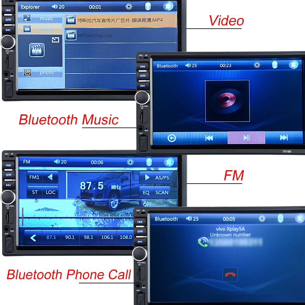 Auto radio DIN A 2 con camara trasera, FM Stereo