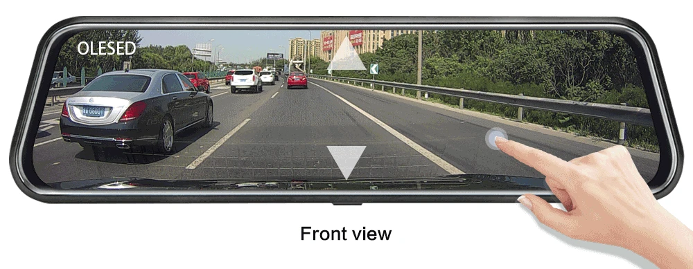 Camara delantera y trasera de coche, espejo con doble monitor