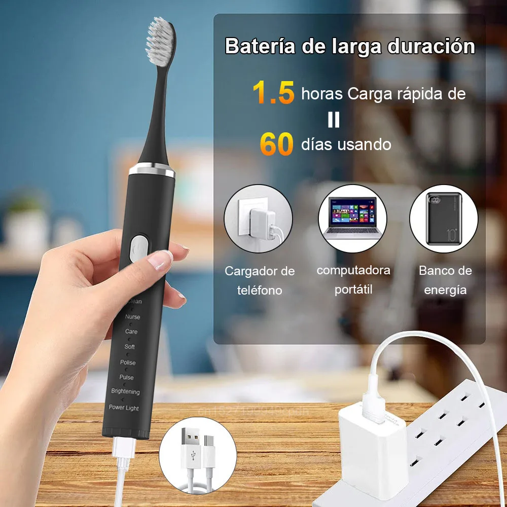 Cepillo de Dientes Eléctrico Sónico para Adultos,