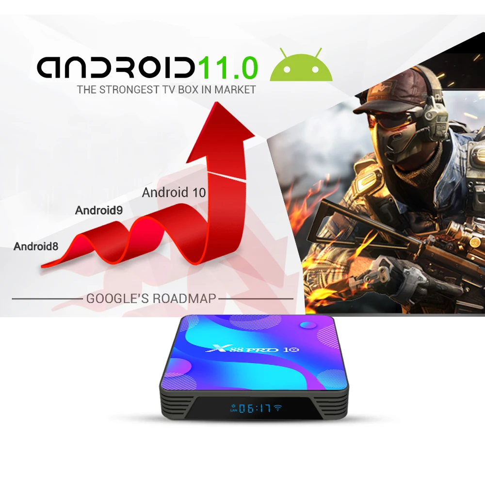 Transpeed-decodificador de TV con Android 11, receptor de TV 4k 3D, reproductor multimedia HDR + de alta calidad, con Wifi de 2,4G y 5,8G, 16G, 32G, 64G y 128G
