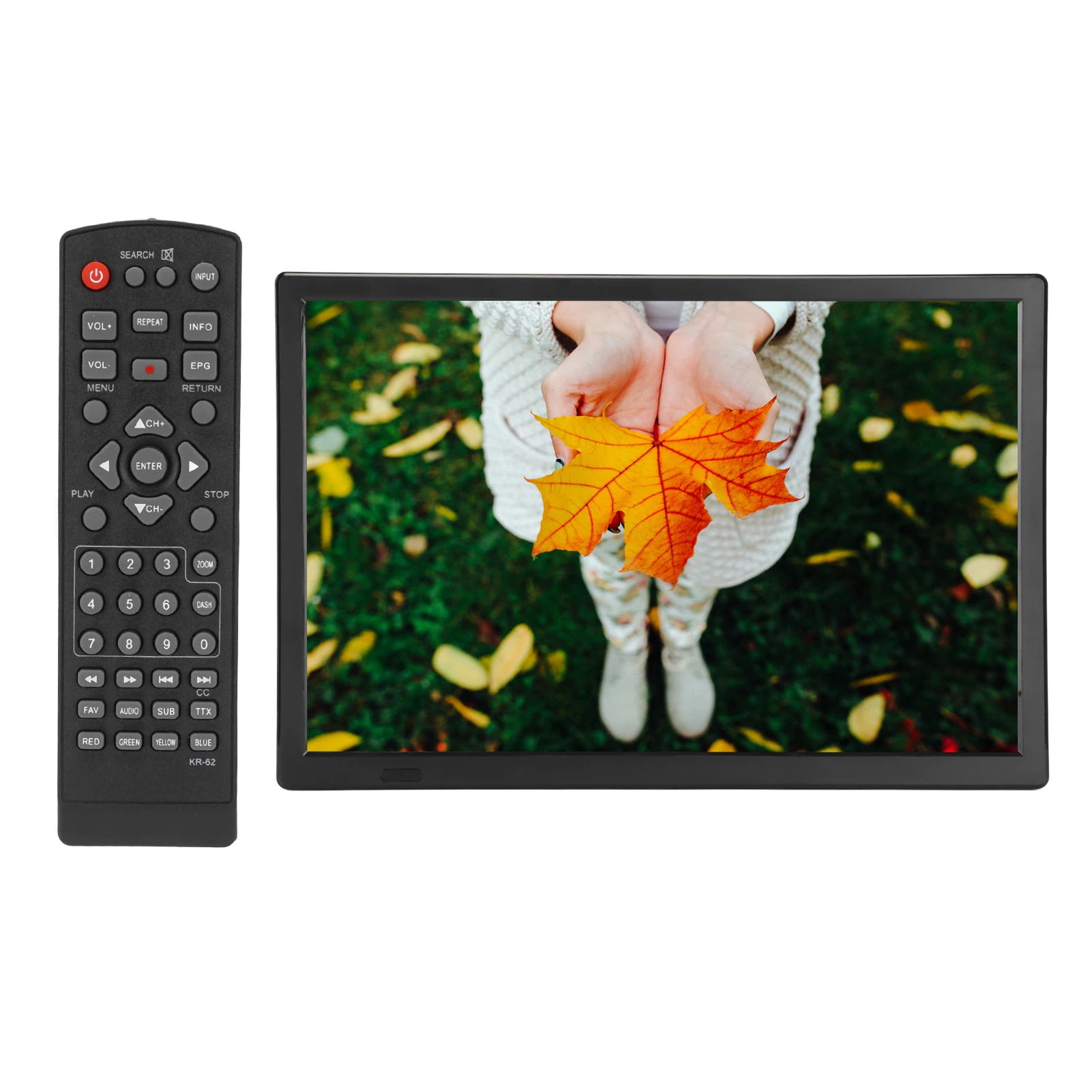 TV color portatil, para camper, vida al aire libre, autonomo, USB, TDT, doble alimentación, mando 54 teclas