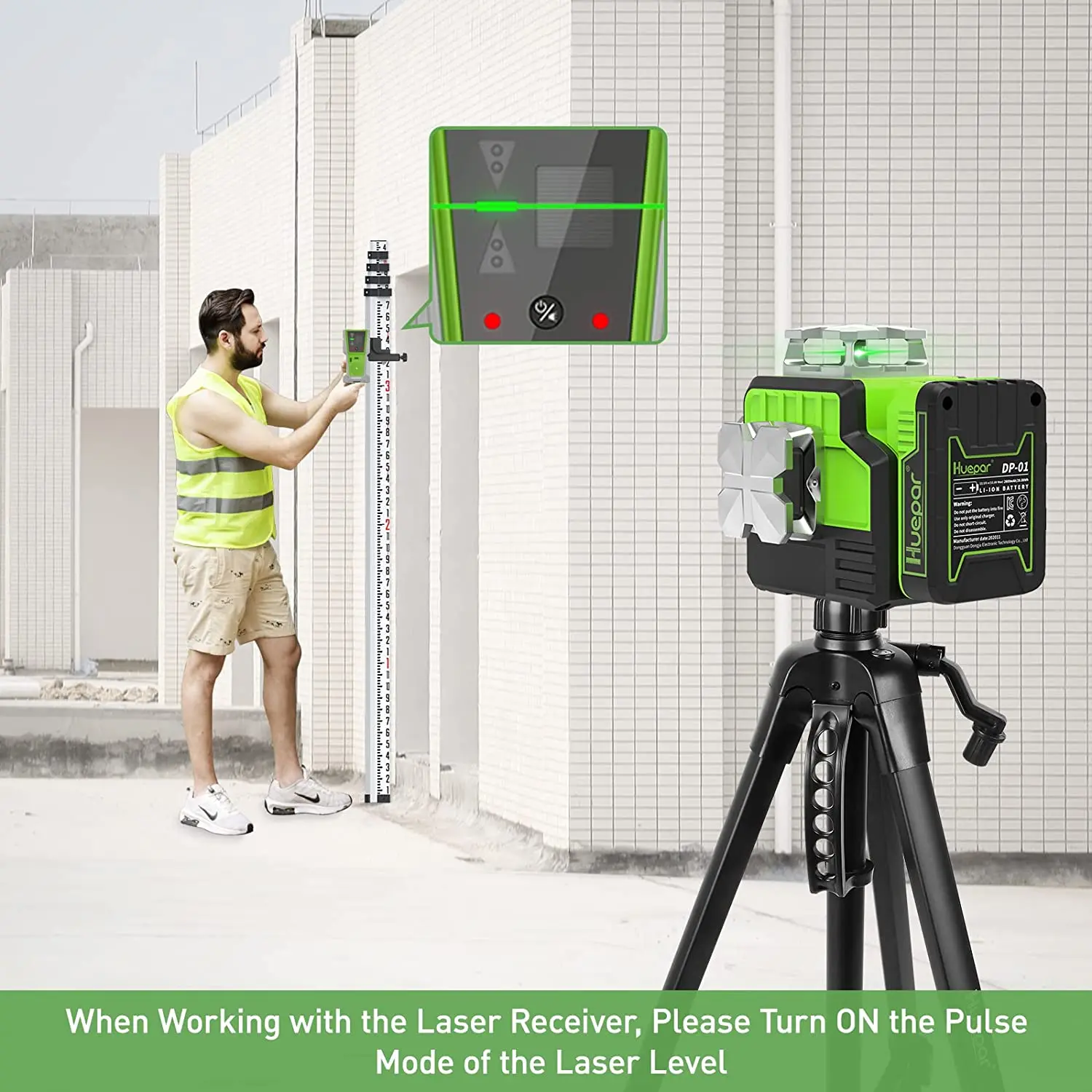 Detector de nivel láser, receptor con línea de pulsación, nivelación eléctrica