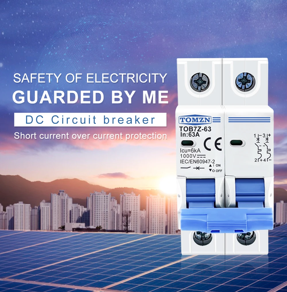 Disyuntor Solar MCB para sistema PV, 2P DC MCB 1000V, 3A 6A 10A 16A 20A 25A 32A 40A 50A 63A DC MCB