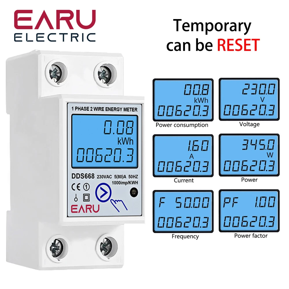 Medidor ( Contador ) de energía cero con reinicio monofásico digital 220V AC