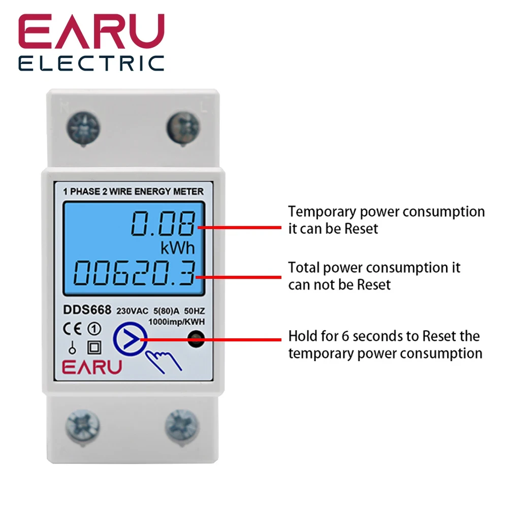 Medidor ( Contador ) de energía cero con reinicio monofásico digital 220V AC