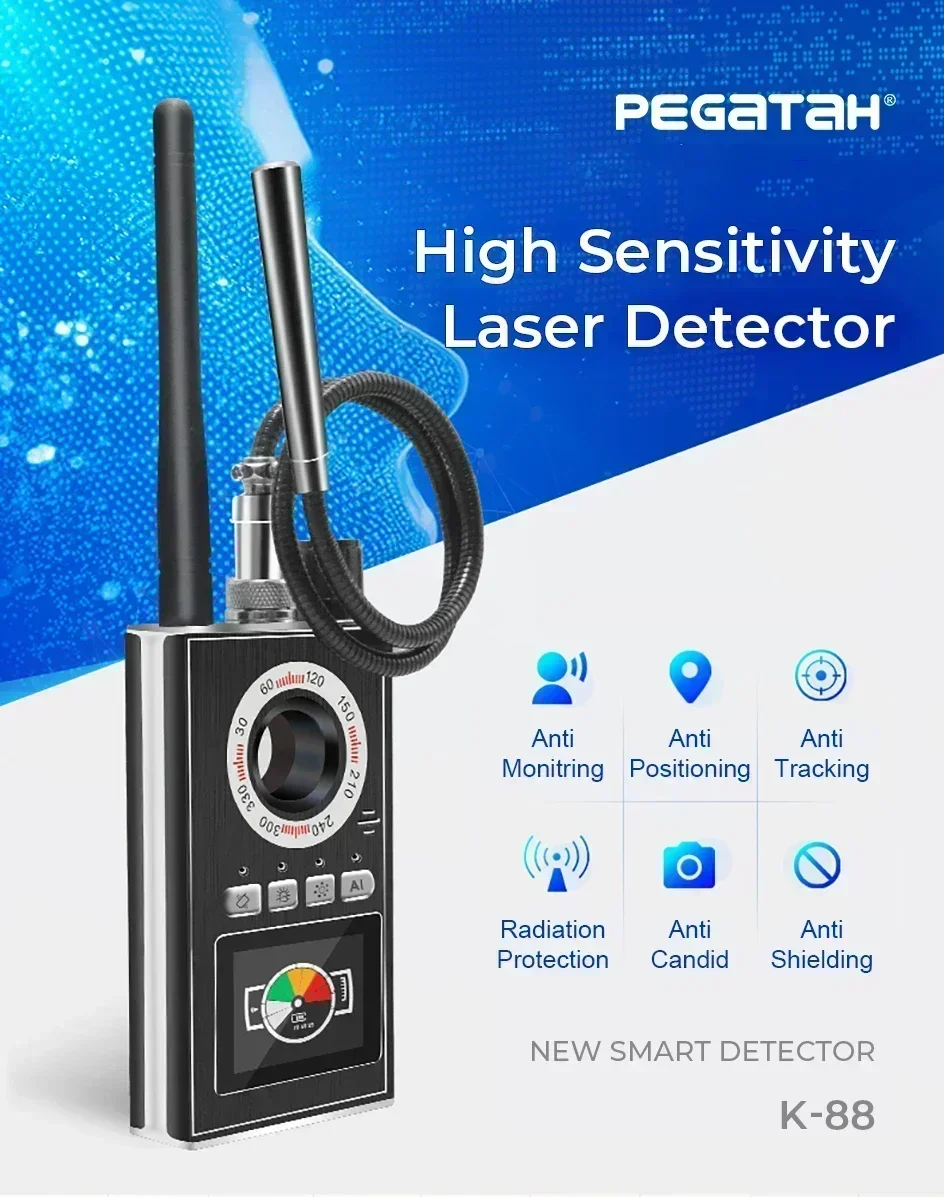 Detector antiespía K 88, cámaras inalámbricas, buscador de dispositivos GSM, rango completo,