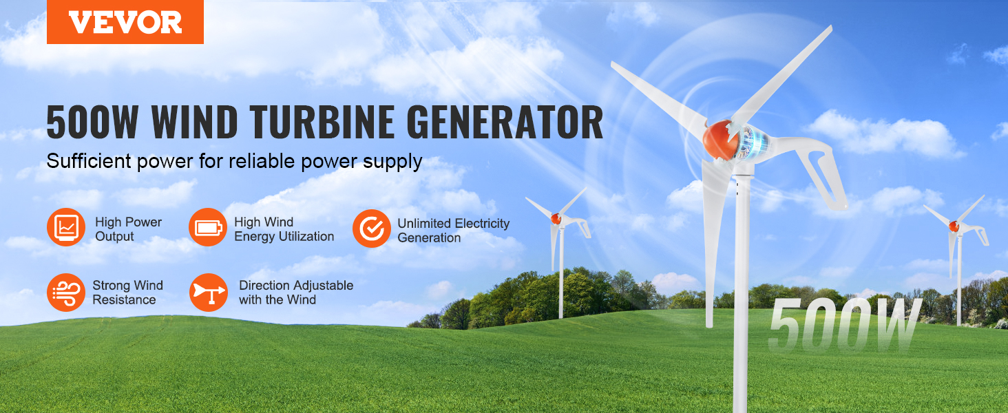 Generador eolico, turbina de 500 w.