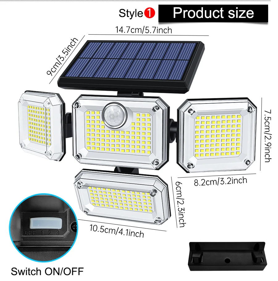 Foco solar 4 elementos con mando a distancia y detector movimiento PTZ