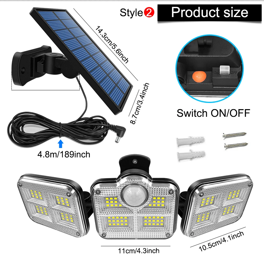 Foco solar 4 elementos con mando a distancia y detector movimiento PTZ