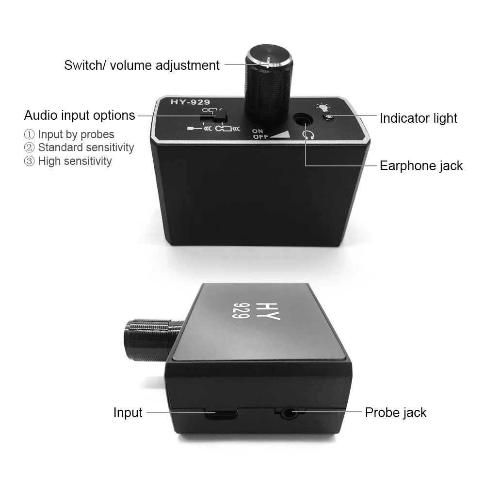 Sensor detector de fugas de agua, Kit probador con Monitor de fugas de los tubos de agua con sondas duales, localizador con auriculares de alta sensibilidad