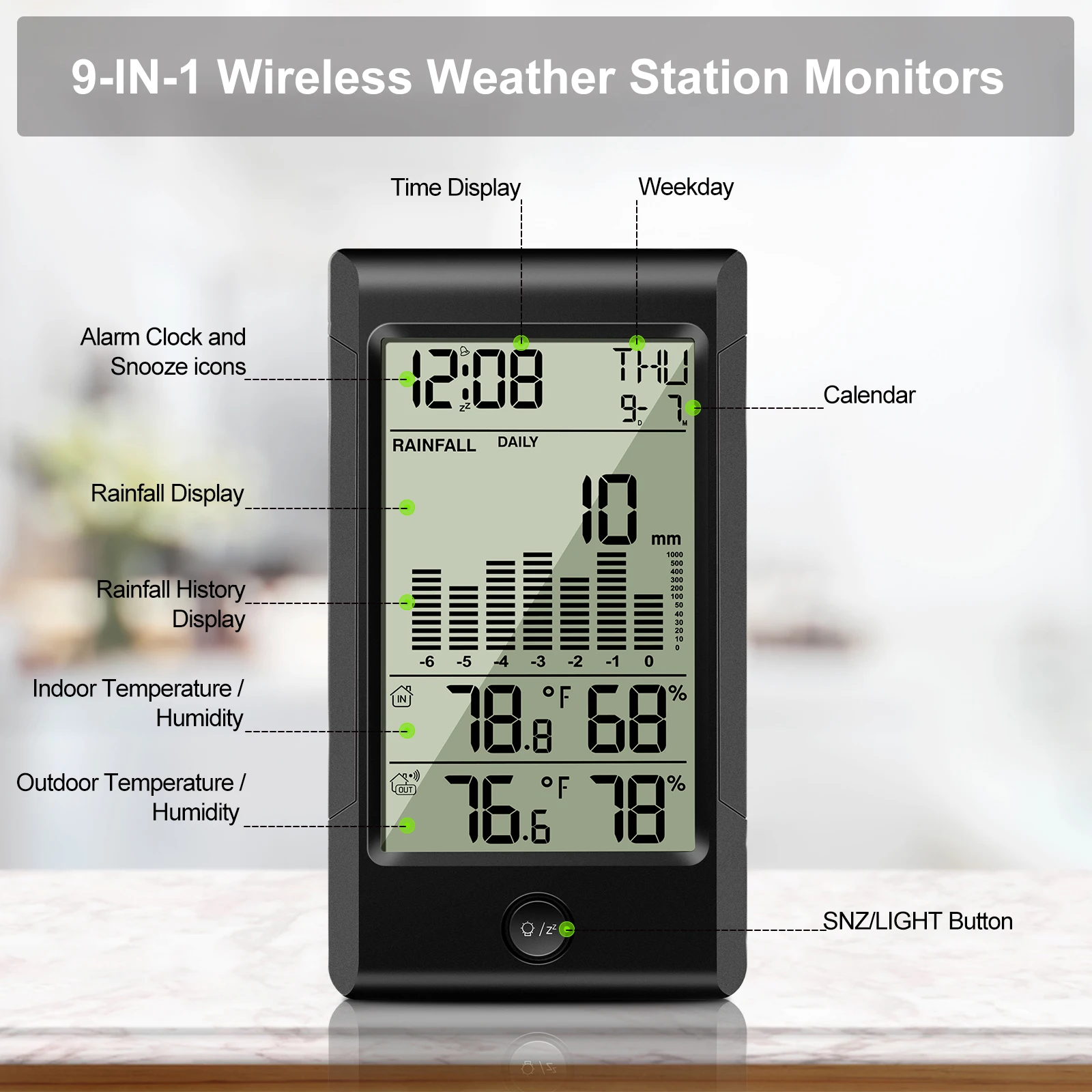 Estación meteorológica Digital con lluviometro, temperatura, humedad etc...