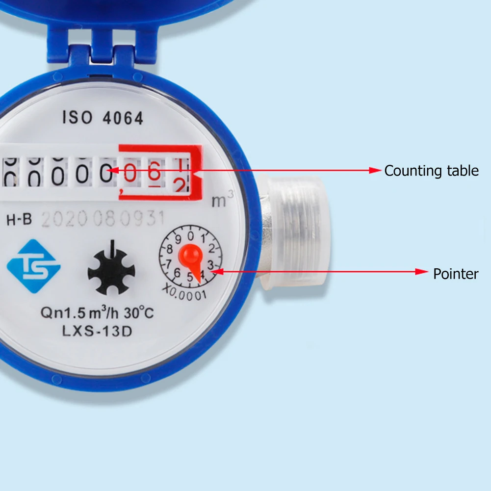 Contador de agua mecanico, herramienta de medición de flujo de ala giratoria mecánica Tipo E, indicador Digital de precisión