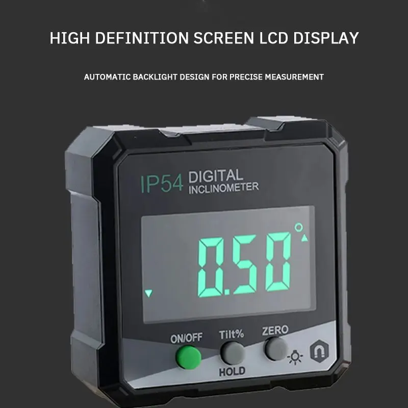 Inclinometro con pantalla Digital, medición de precisión con retroiluminación, transportador de succión magnética, medidor de ángulos, 