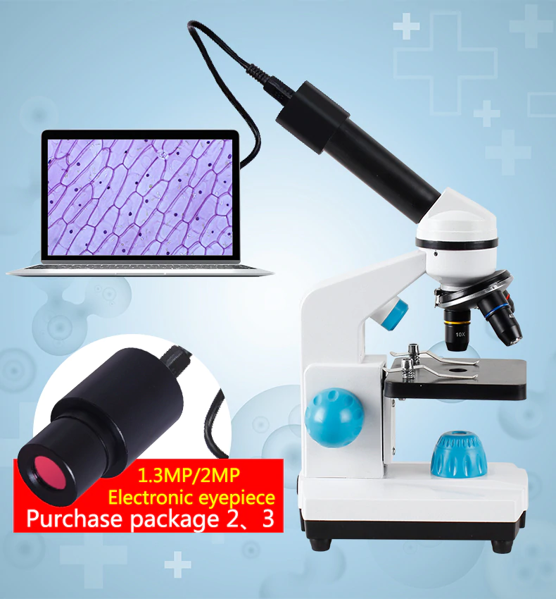Microscopio biológico monocular HD 2000 x, accesorios 13 piezas, ocular electrónico, Monocular, laboratorio de estudiantes