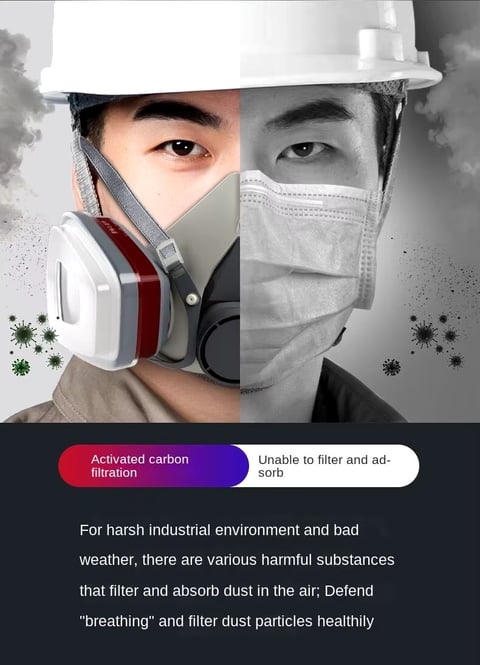 Respirador reutilizable 6200 original, máscara de Gas de media cara con filtros de algodón y carbon activado,con gafas para pintura, aerosol y seguridad en el trabajo