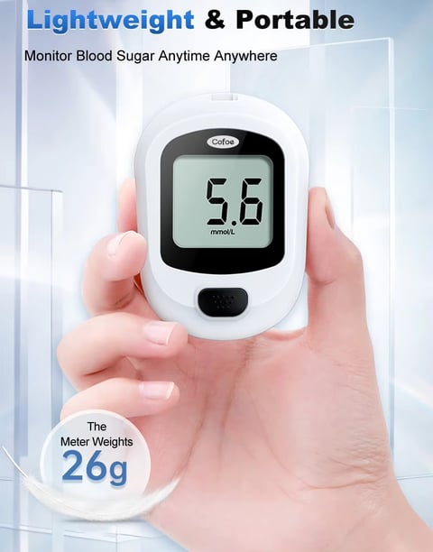 Glucómetro Cofoe Yice, medidor de glucosa en sangre con tiras reactivas.Kit de glucómetro para monitoréo de Diabetes. 
