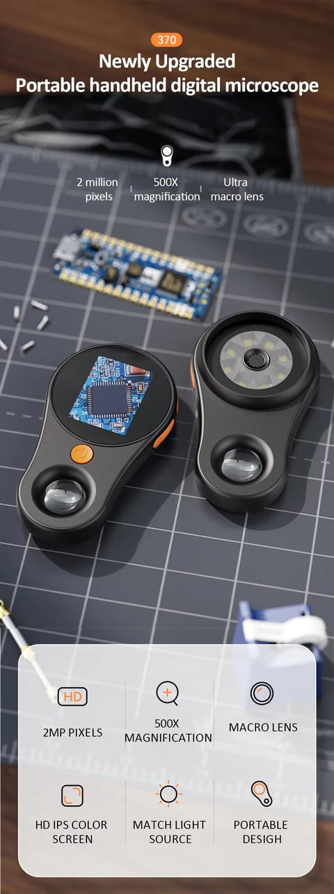 Microscopio digital 500 X manejable y muy ligero, almacena imagenes digitales en formato SD