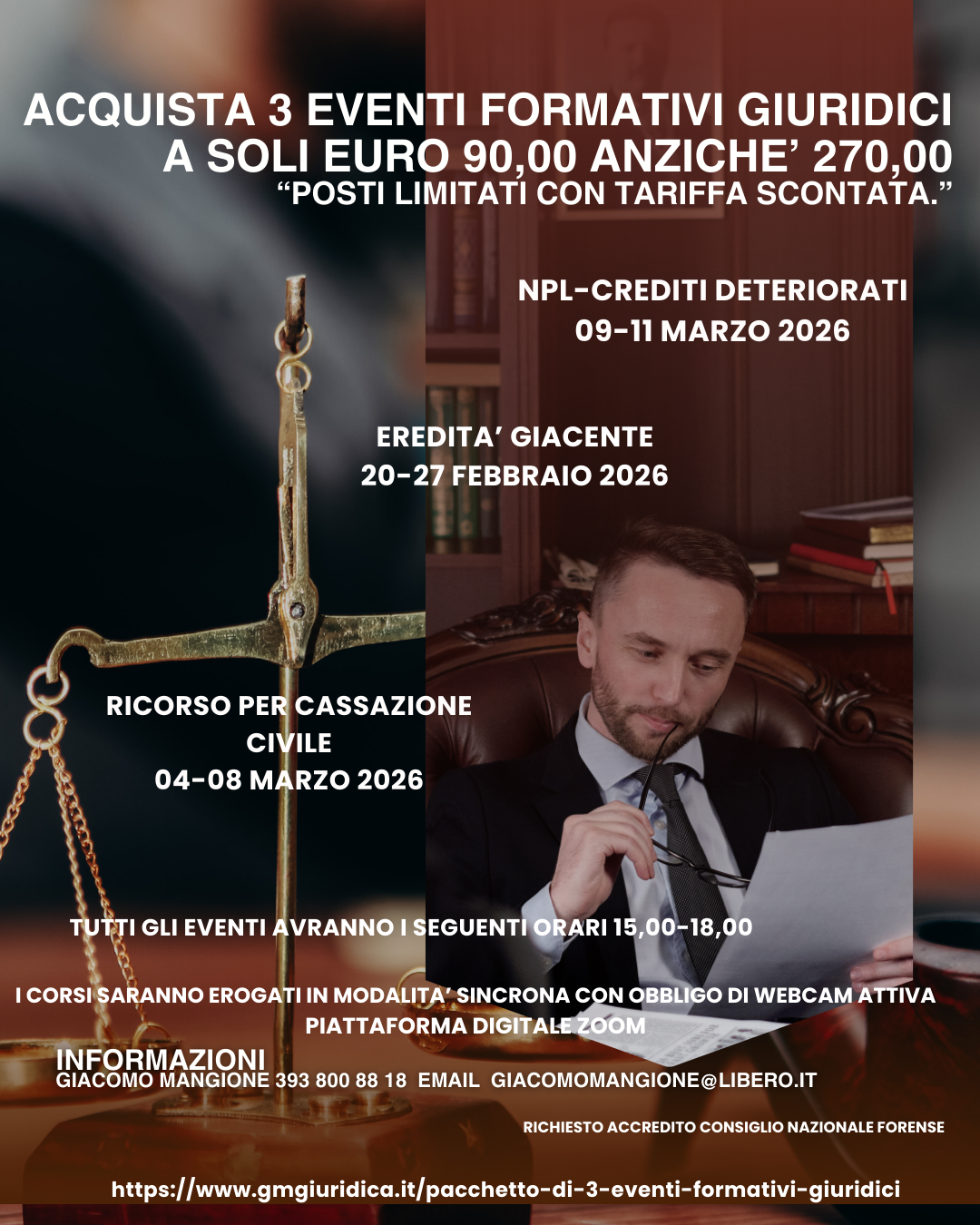 Pacchetto di 3 Eventi Formativi Giuridici