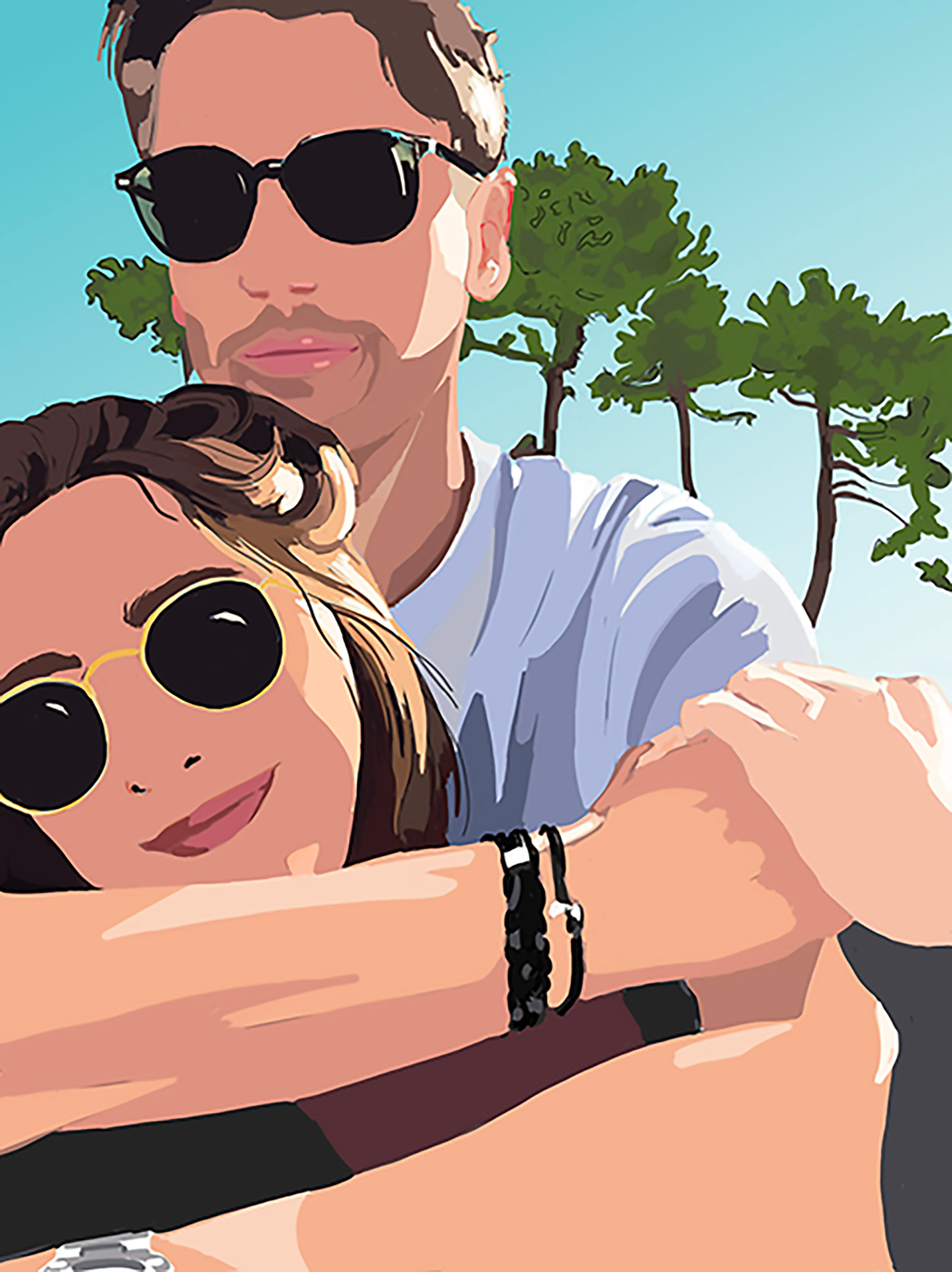 Portrait personnalisé avec fond dessiné