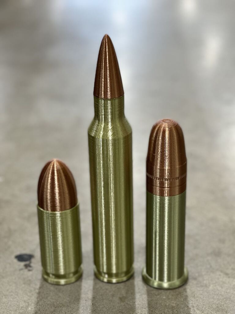 Enlarged Bullet Container 3D Printed (Replica of .223, .22, and 9mm)