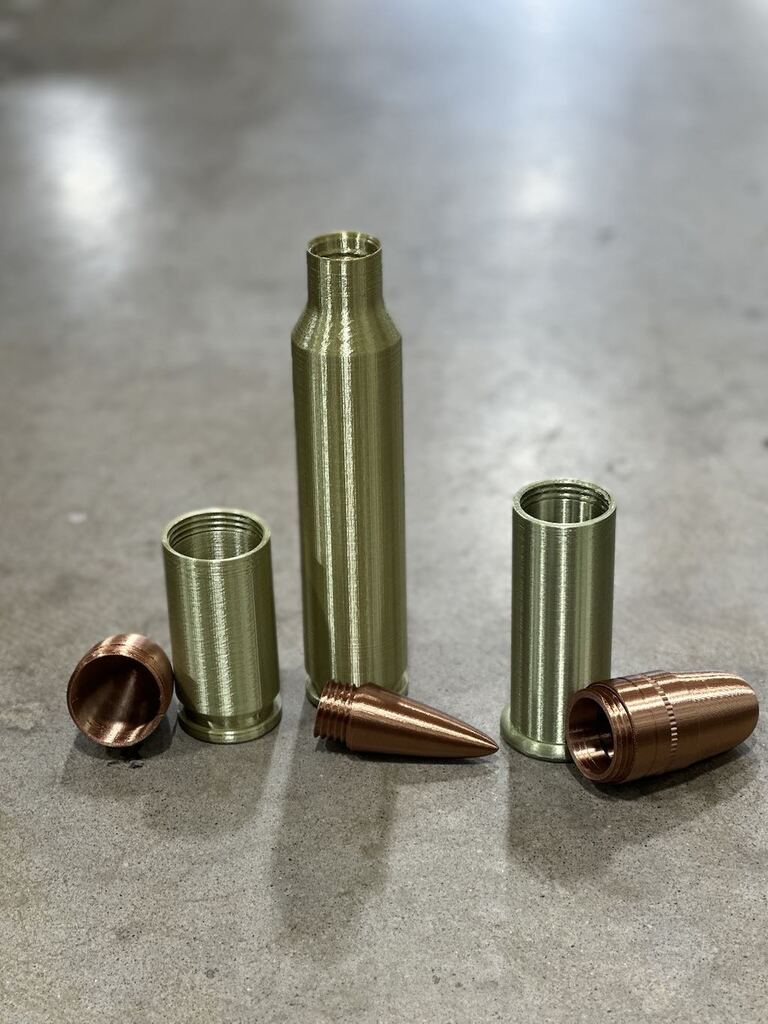 Enlarged Bullet Container 3D Printed (Replica of .223, .22, and 9mm)