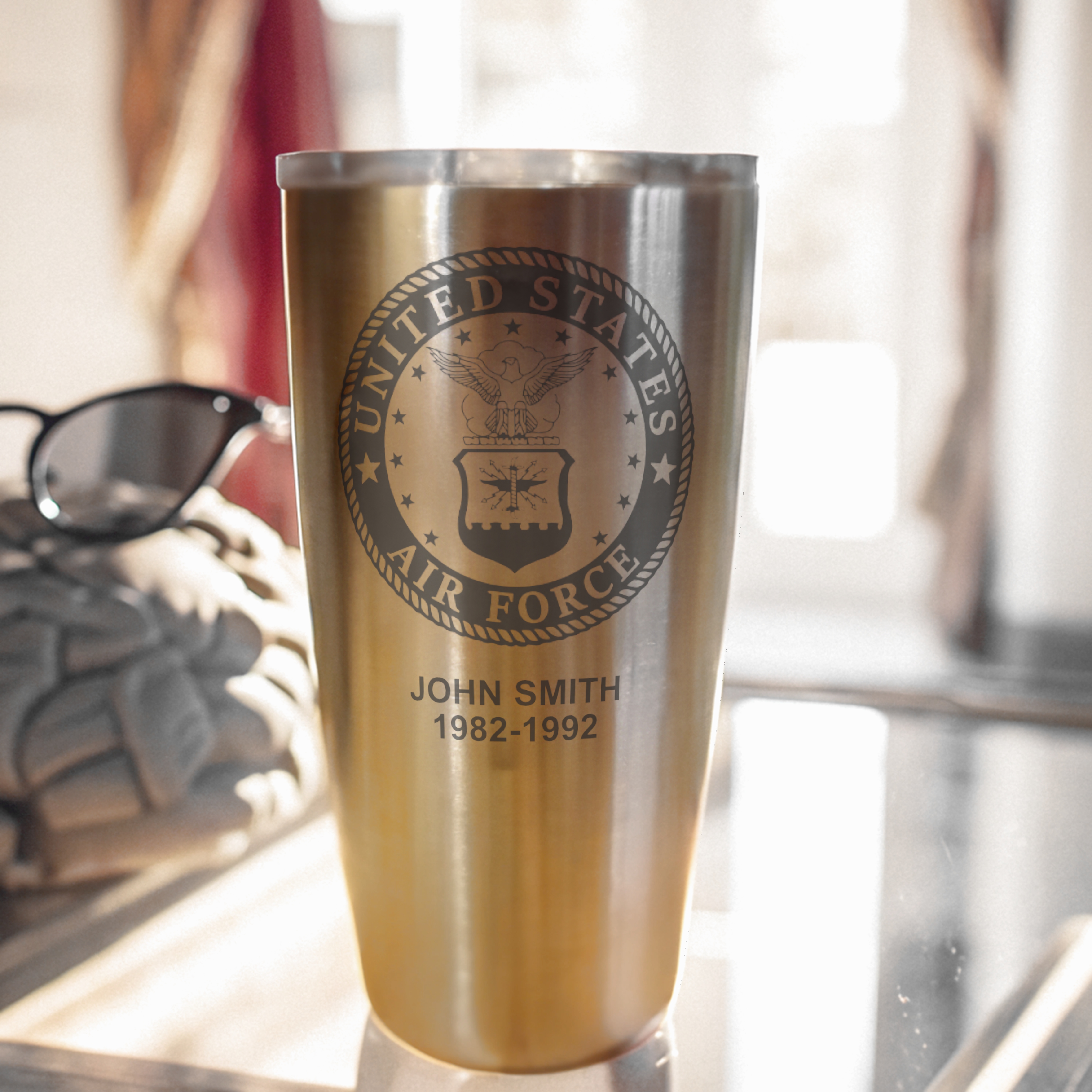 Military 20 oz Tumbler - Customized with Emblem and Text