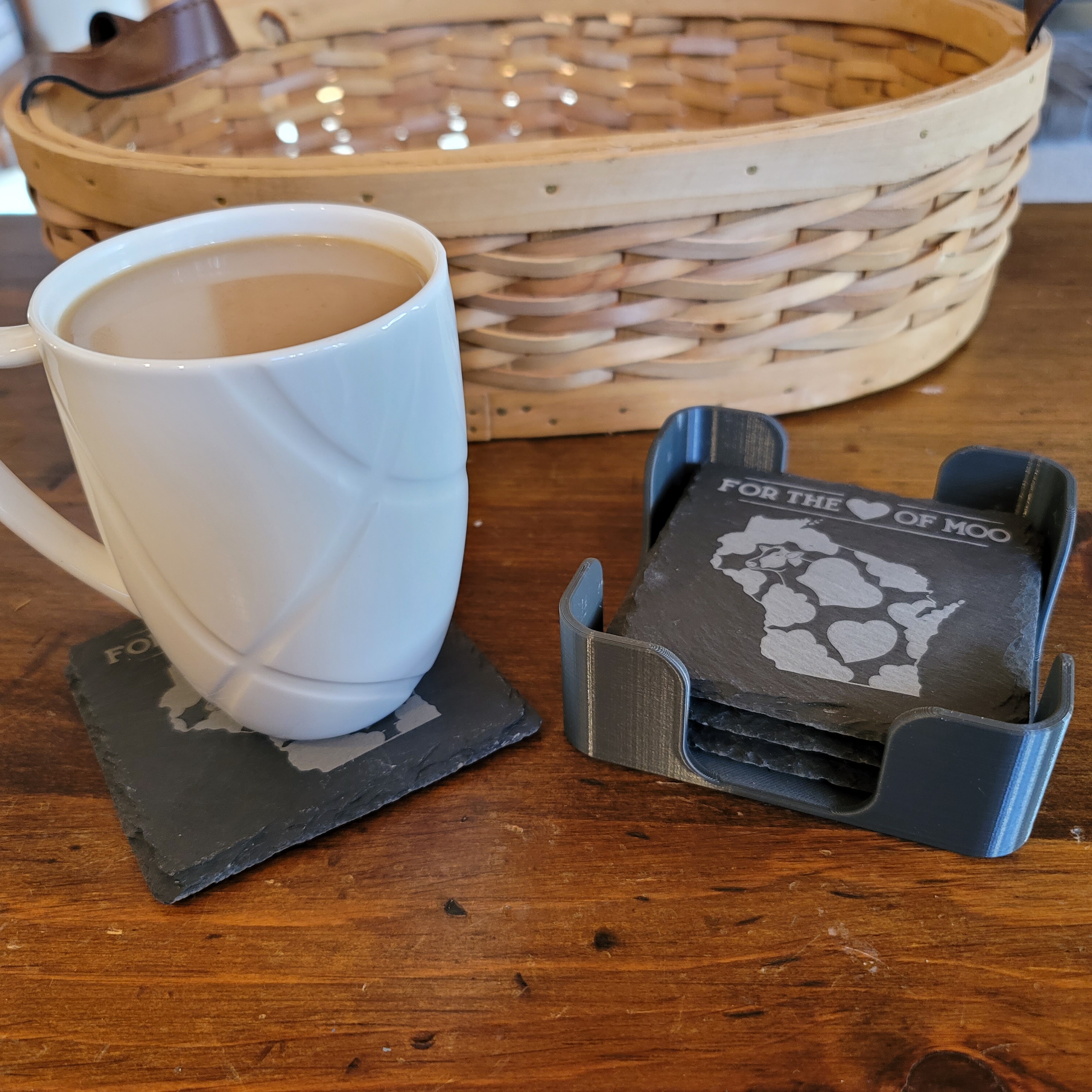 Slate Coasters - For the ♥️ of Moo - 4 pack