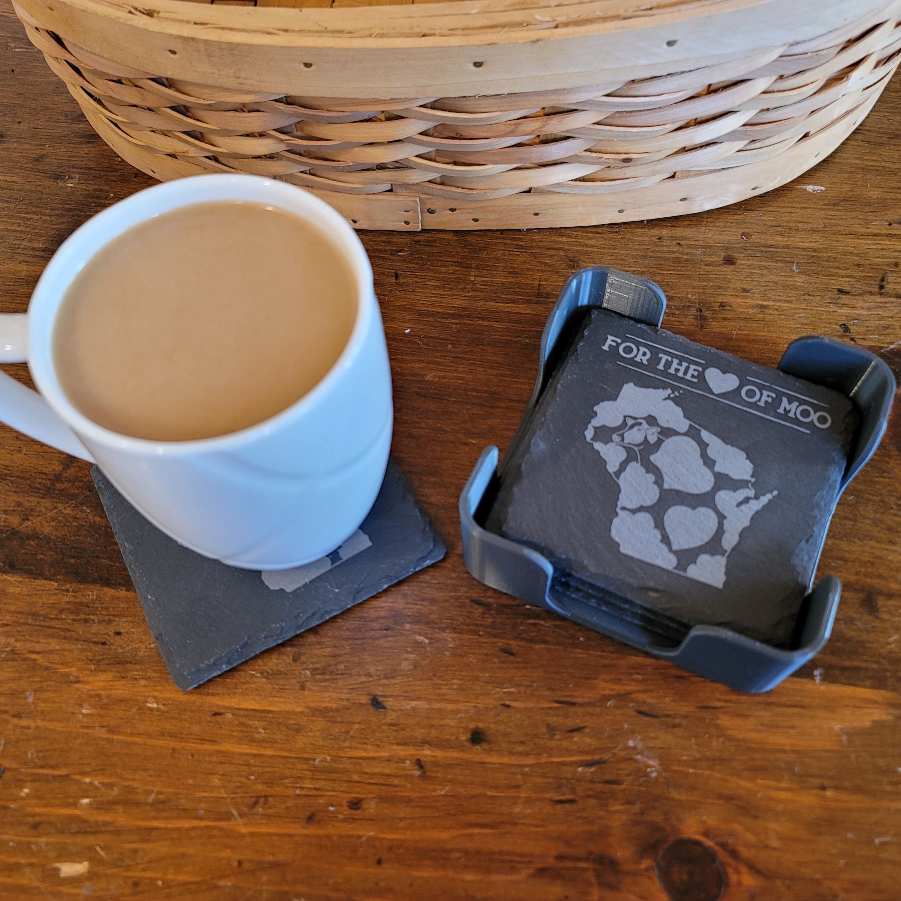 Slate Coasters - For the ♥️ of Moo - 4 pack