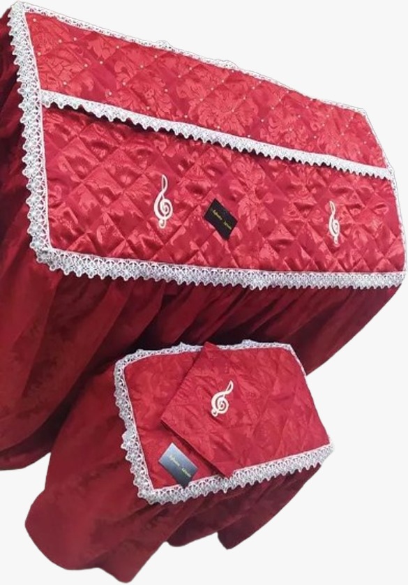 Capa Para Órgão Eletrônico Master Luxo Renda Gripir Perola Vermelho