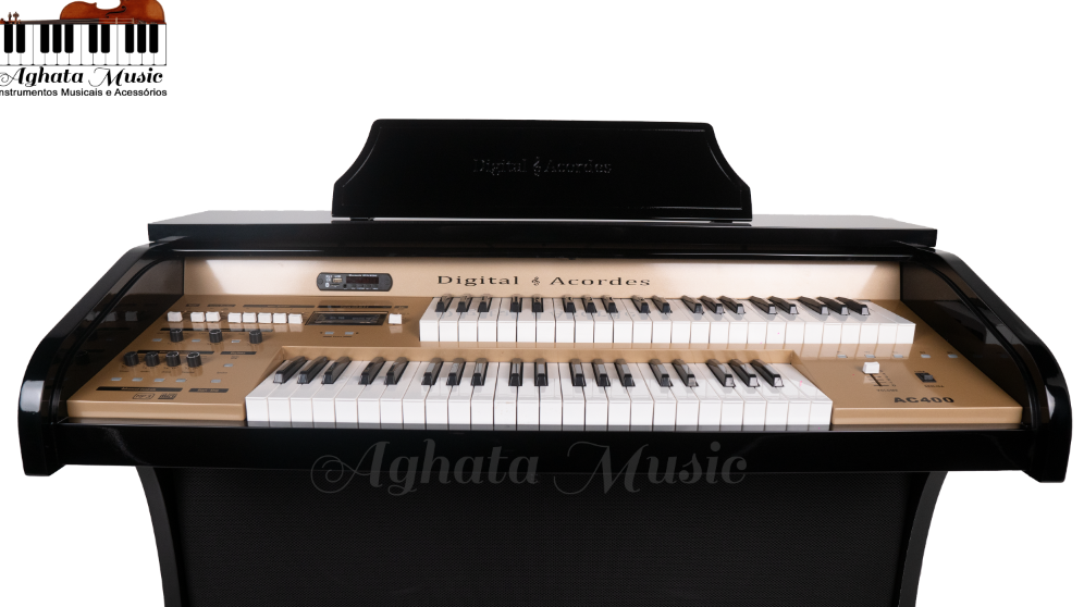 Órgão Digital Acordes AC400 Infinity  Preto Alto Brilho USB e Bluetooth 