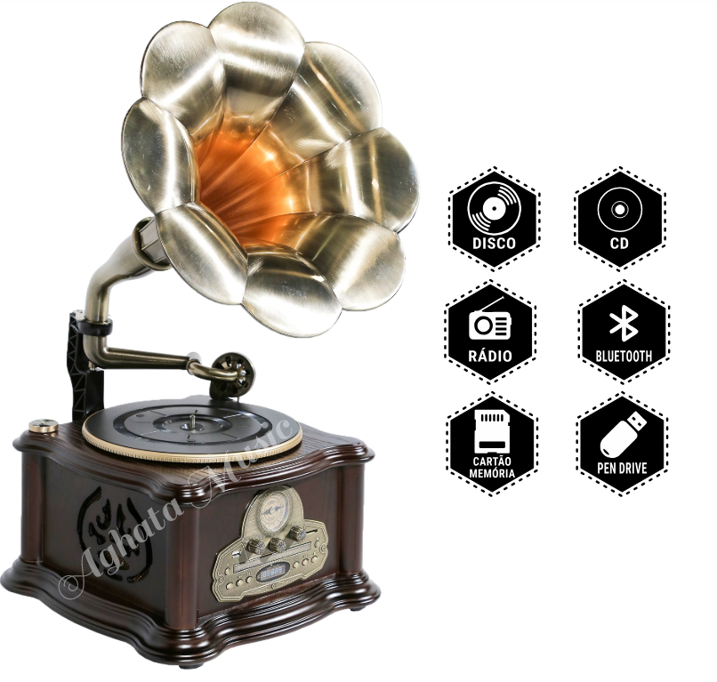 Gramofone Retrô CD/USB/BLUETOOTH