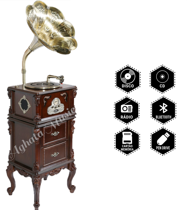 Gramofone Glamour  Retrô CD/USB/BLUETOOTH 