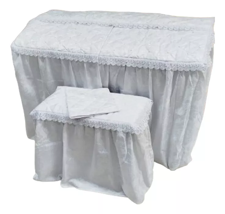 Capa Para Órgão Eletrônico Master Luxo Renda Gripir Branco