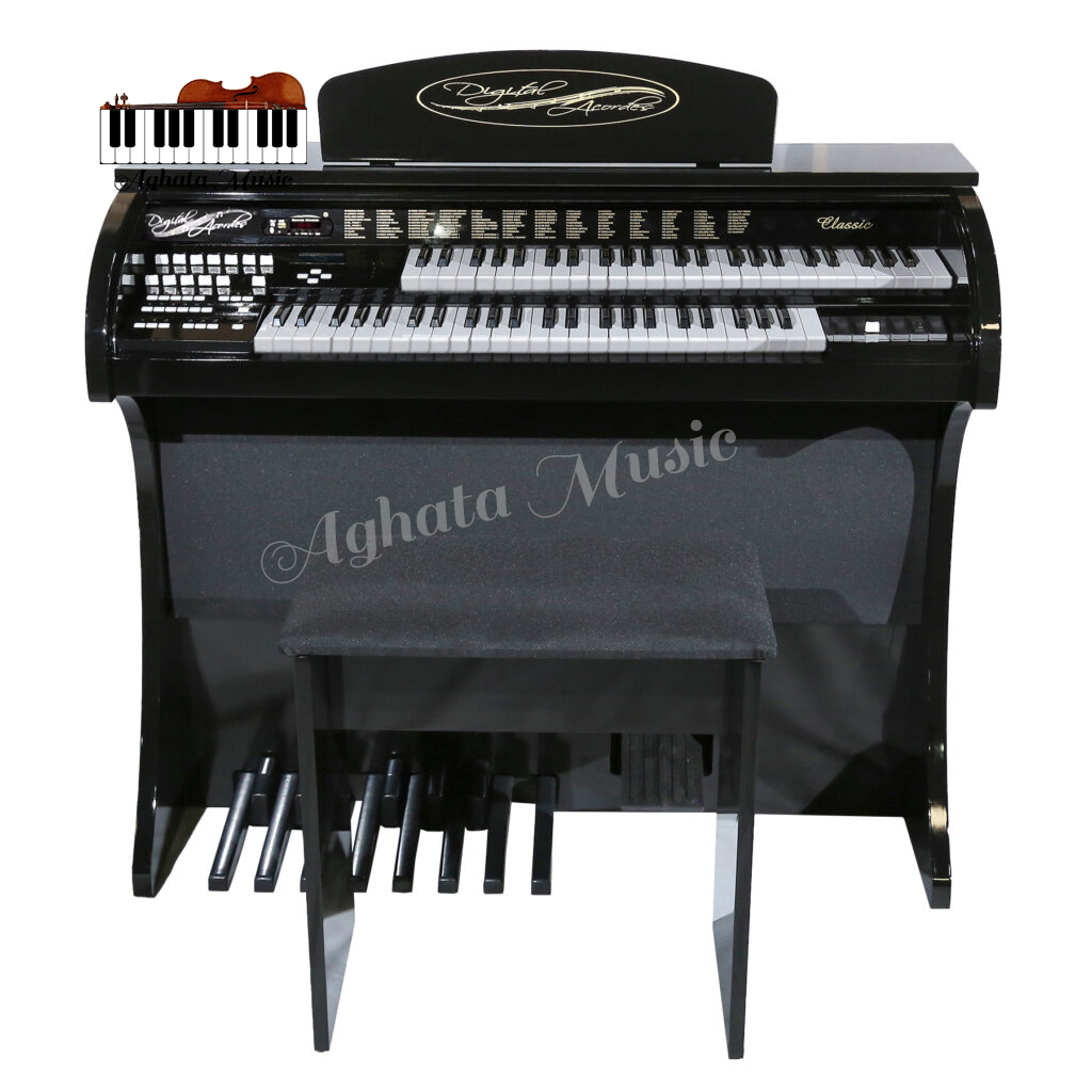 Órgão Digital Acordes Dual Voice Classic Infinity Preto alto brilho USB e Bluetooth 49 teclas