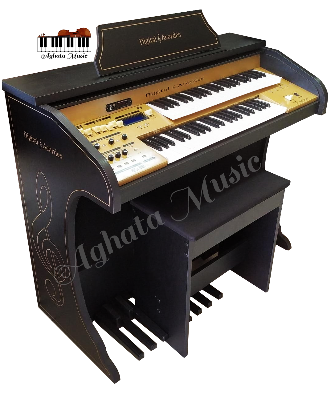 Órgão Digital Acordes Infinity AC400 Preto Fosco USB e Bluetooth